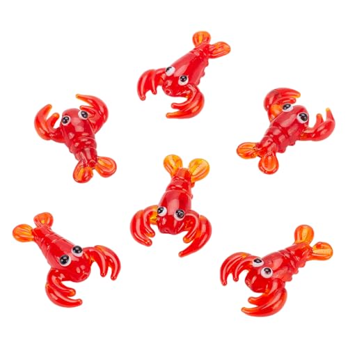 NBEADS 6 Stück Handgefertigte Lampwork Krebse Perlen, Red Lobster Abstandshalter Perlen 3D Tier Lose Perlen für Party Karneval Dekoration Zubehör Schmuck Machen von nbeads