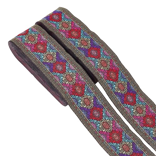 nbeads 7m 2 Rollen Jacquard-Band Trim, Ethnischen Stil Polyester gewebtes Band Rhombus-Muster Stoff Trim für Verschönerung Handwerk DIY Kleidung Zubehör Dekorationen von nbeads