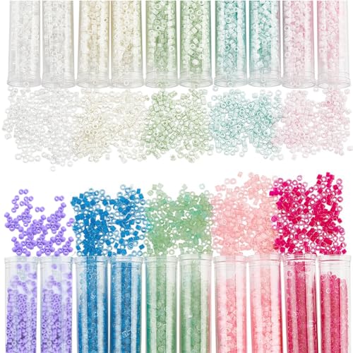 NBEADS 8000 Stück Zylinder Glas Rocailles, 10 Farben Glas Samen Perlen Glas Spacer Perlen Tila Perlen Japanische Glasperlen Für Armband Halskette Ohrring Schmuckherstellung von nbeads