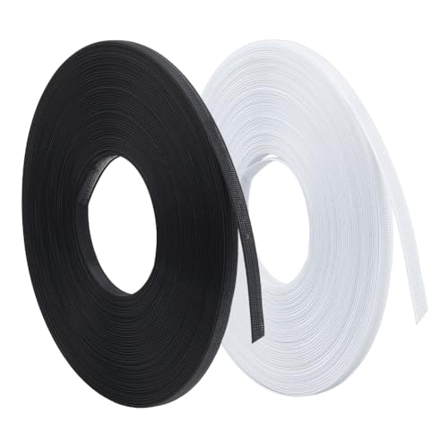 NBEADS 90 Yard 2 Bündel Polyester-Stäbchen, Pferdehaar-Zopfkrinoline Zum Nähen von Hochzeitskleidstoff DIY-Nähzubehör, Schwarz Und Weiß, 9.5mm von nbeads