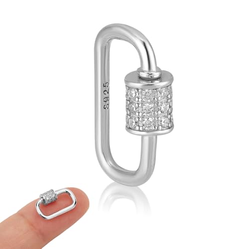 NBEADS 925 Sterling Silber Schraube Karabiner Verschluss Clasps, 14.5x9.5mm Cubic Zirkonia Verschluss Charms Halskette Schloss Clip Charms für Schmuckherstellung Handtasche DIY-Zubehör, Platin von nbeads