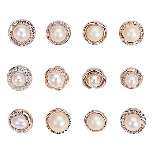 nbeads 96 Stück Nähen In Faux Imitation Pearl Buttons, 12 Stile Retro Kunststoff Perlenknöpfe Mit Schaft Runde Knöpfe Verzierungen Nähen Handwerk Für Kleidung Hemden Anzüge Mäntel Pullover, Weiß von nbeads