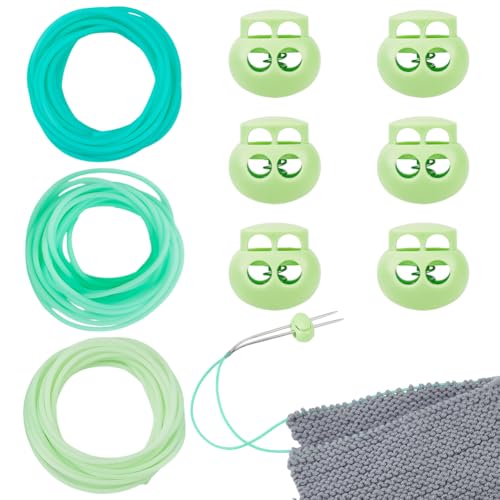 NBEADS 9m Stichhaltige Schnüre, 2mm Hohlgummi Schlauch Stricken Barber Cord mit 5.5mm Loch Nadelstopfen zum Halten von Stichen Armband Halskette Perlenstickerei, Grüne Serie von nbeads