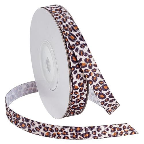 NBEADS Band Mit Leopardenmuster, Etwa 9.14mx1cm Ripsband Mit Drahtrand Und Tiermuster Zum Verpacken von Party-Dekoration Haarschleifen Bekleidungszubehör, Schokolade von nbeads