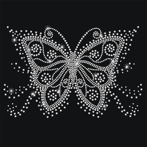 NBEADS Bling Strass Schmetterling Aufkleber, Bügeln auf Applikationen Edelstein Rand Aufkleber Glas Hotfix Strassstein für Kunsthandwerk Kleidung Dekor, 29.7x21cm von nbeads