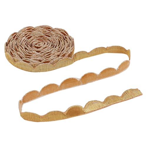 NBEADS Gold Spitzenbesatz, Etwa 1cm Breites Gewelltes Stickerei-Nähband Zum Aufbügeln/Aufnähen Polyester-Band Im Ethno-Stil Bekleidungszubehör Zum Nähen von Kostümen Kleidern Heimdekoration von nbeads