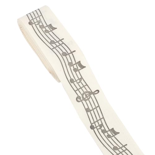 NBEADS Musikalische Note Farbband Trim, 4.5m×2.5cm Baumwolle Musik Band Einseitiges Band Einfassung Trimming Stoff Dekorative Kleidung Trim für DIY Kleidung Zubehör Dekorationen, Floral Weiß von nbeads