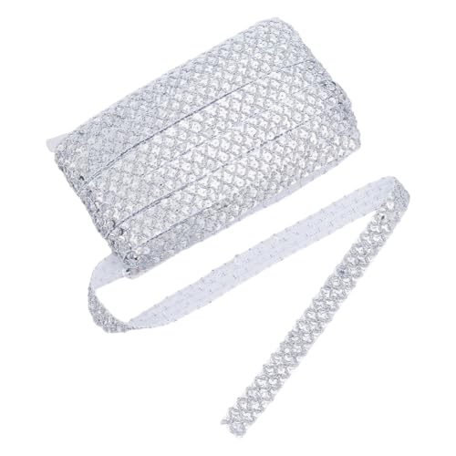 NBEADS Pailletten-Bordüre, 22,3 cm Polyester-Paillettenstreifen, Nähspitzenband, Pailletten-Spitzenbesatz, metallischer Stoffbesatz für Meerjungfrauenkleid, Stirnband, Nähen, Handwerk, Silber von nbeads