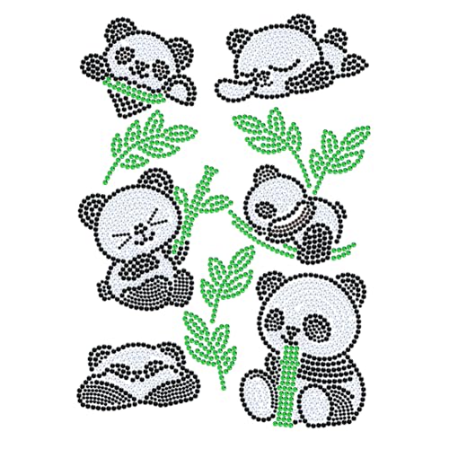 NBEADS Panda Strass Eisen auf Transfer, 29.7x21cm Wärmeübertragung Aufkleber Bling Kristall Aufkleber Strass Schablone Kleidung Applique für T-Shirt Kleidung Hosentaschen von nbeads