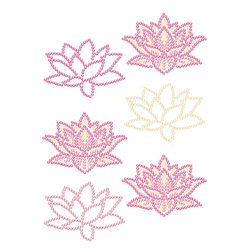 NBEADS Pink Lotus Strass Eisen auf Transfer, 29.7x21cm Wärmeübertragung Aufkleber Bling Kristall Aufkleber Strass Schablone Kleidung Applique für T-Shirt Kleidung Hosentaschen von nbeads