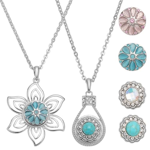 NBEADS Snap Charms Halskette, Auswechselbare Anhänger Halskette Set Legierung Blume Hängen Snap-Basis-Anhänger für Halsketten Armbänder DIY Zubehör NBEADS Snap Charms Halskette, Auswechselbare Anhänger Halskette Set Legierung Blume Hängen Snap-Basis-Anhänger für Halsketten Armbänder DIY Zubehör von nbeads