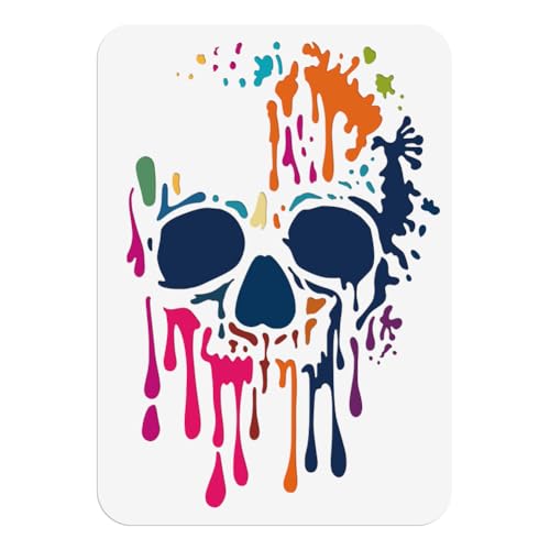 NBEADS Splash Skull PET Malschablone 29.7 × 21cm Wiederverwendbare DIY Kunstschablonen Hohle Malschablone Zum Bemalen von Holz Stoff Papier Wänden Leinwand Und Möbeln von nbeads