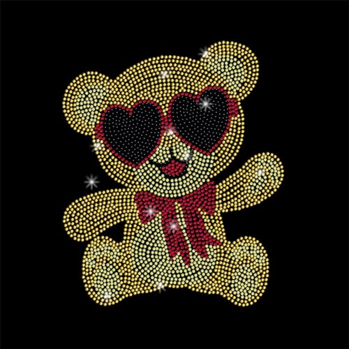 NBEADS Teddybär Bling Strass Aufkleber, Kristall-Dekorationsaufkleber Funkelnde Diamant-Aufkleber Glas-Hotfix-Strasssteine Für Kunsthandwerk Kleidung Dekoration, 29.7x21cm von nbeads