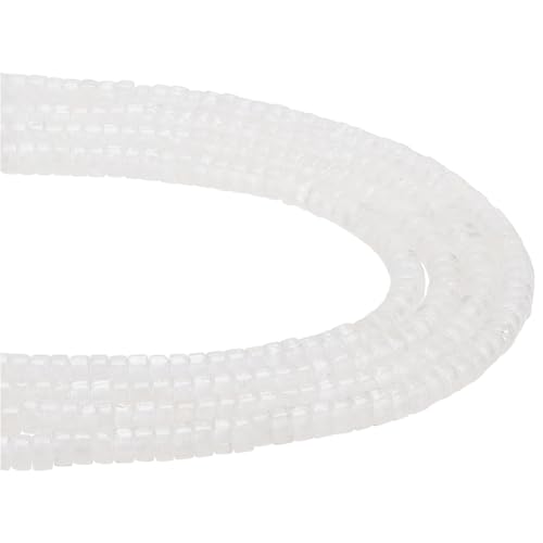 NBEADS Über 330 Stück Natürliche Quarzkristall-Perlen, 4mm Scheibe Stein Spacer Perlen Lose Weiße Perlen Flache Runde Edelstein-Perlen für Armbänder Halskette Schmuck Machen Frau Geschenke, Loch: 1mm von nbeads