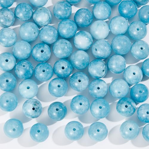 NBEADS Über 64 Stück Natürliche Blaue Quarz Perlen, 12-13mm Facettierten Stein Perlen Lose Natürliche Perlen Runde Edelstein-Perlen für DIY Craft Armband Schmuck Machen, Loch: 1mm von nbeads