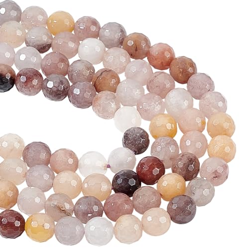 NBEADS Ungefähr 96 Stück Natürliche Quarzkristallperlen, 8mm Facettierte Steinperlen Runde Abstandsperlen Natürliche Lose Perlen Runde Edelsteinperlen Für DIY Handwerk Armband, Bohrung: 1.2 mm von nbeads