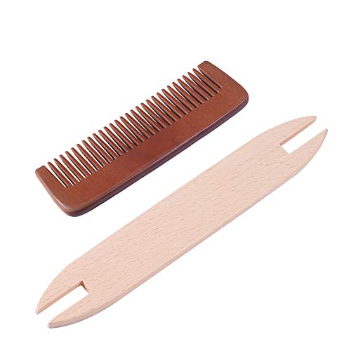 nbeads Weaving Tool Kit, Einschließlich 1 PC Holz Strickmaschinen Shuttle Und 1 PC Holz Weben Kamm Webstuhl Maschinenzubehör Für DIY Handwerk, Gemischte Farbe von nbeads