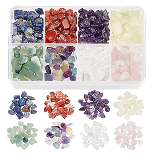 NBEADS ca. 168g 8 Stile Edelstein Chip Perlen, 6~25mm Kein Loch Naturstein Perlen Nugget Chakra Kristall Steine für Schmuck Handwerk Herstellung Vase Füller Edelsteine Meditation Yoga Home Decor von nbeads