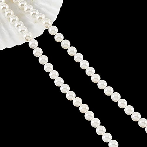 NBEADS ca. 94 Stück Natürliche Muschelperlen, 8 mm Antike Weiße Perlenstränge Runde Lose Muschel Perlen Perlmutt Muschelperle Für Die Schmuckherstellung, Bohrung: 0.9 mm von nbeads