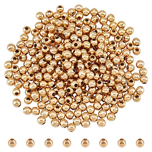 nbeads Perlen 300 STK. 304 Edelstahlperlen, 4mm Metall Spacer Perlen Runde Goldene Perlen Glatte Lose Perlen Für DIY Armband Halskette Ohrring Schmuckherstellung, Bohrung: 1.6 mm von nbeads