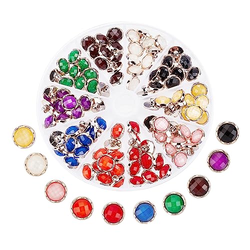 NBEADS 100 Pcs 10 Farben Schaft Knöpfe 12,5mm, Pearlized Hälfte gewölbt Nähen Knöpfe Hälfte Ball Knöpfe einzelne Loch Knöpfe für Kunsthandwerk Kleidung Jacke und DIY-Projekt, 3mm Loch von nbeads