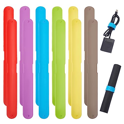 nbeads 12 Stück 6 Farben Slap Bands, 2.1cm Breit Bügeleisen Flip Wraps Halter Clips Silikon Abgedeckt Streifen Geschenkpapier Poster Halter Stabilizer Slap Bands Für Home Office Storage Organisation von nbeads