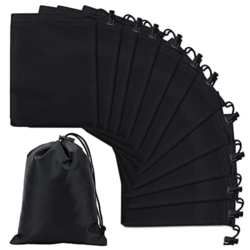 nbeads 12 Stück Drawstring Aufbewahrungstasche, 20x16cm Schwarz Nylon Taschen Polyester Kordelzugbeutel mit Toggle Geschenktaschen Schmuckbeutel für Sport Home Reise Schmuck Süßigkeiten Aufbewahrung von nbeads