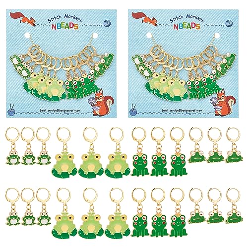 nbeads 24 Stück 4 Stile Frösche Stitch Markers, Legierung Emaille häkeln Stitch Marker Charms 304 Edelstahl Verschluss Verriegelung Stitch Marker für Stricken Weben Nähen Schmuckherstellung von nbeads