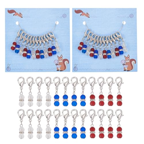 nbeads 24 Stück Independece Tag Thema Stitch Markers, Glasperlen Kürbis häkeln Stich Marker Charms abnehmbar baumeln Verriegelung Stich Marker für Stricken Weben Nähen Zubehör Quilten Schmuck von nbeads