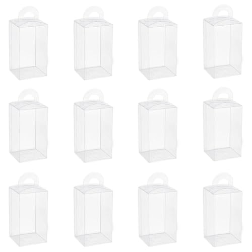 nbeads 30 Stück Hängende Transparente Geschenkboxen, 3.7x3.7x7cm Klare Pralinenschachtel Rechteckige PVC Bevorzugungsschachteln Für Süßigkeiten Schokolade Weihnachten Hochzeit Ornamente Geschenke von nbeads