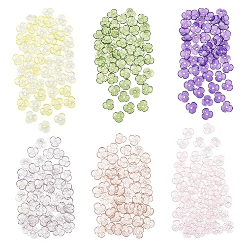 nbeads 300 Stück 6 Farben Blumenperlenkappen, Blumen-Endkappen 10mm Transparente Acryl-Blumenperlen Für DIY-Handwerk Armbänder Halsketten Herstellung von nbeads