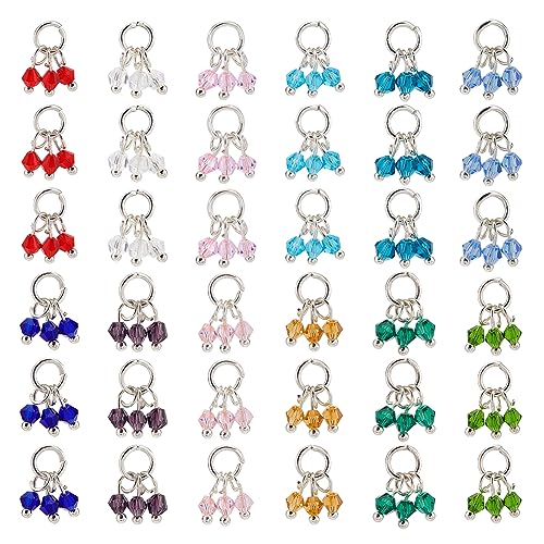 nbeads 48 Stück 12 Farben Kristall-Geburtsstein-Perlen-Charms, Glas-Edelstein-Perlen Anhänger Kristall-Charms Verbinder Für Die Herstellung von Schmuck Halsketten Armbändern Und Ohrringen von nbeads