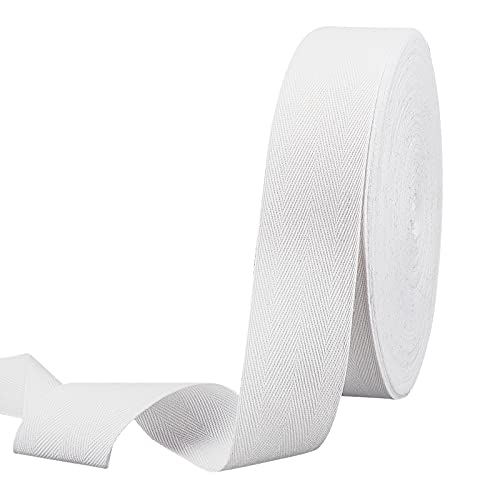 nbeads 49 Yards (45m) / Roll Baumwolle gurtband, 5 cm Breite Cotton Tape Bänder Fischgräten-Baumwoll-Webbings Flache Fischgrätenschnüre Für Wohnkultur, Geschenke Einpacken, DIY Basteln Nähen, Weiß von nbeads