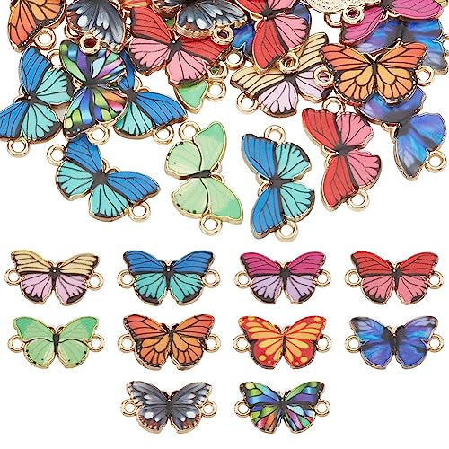 nbeads 50 Stück 10 Farben Emaille Schmetterling Link Charm, Schmetterling Connector Metall-Anhänger für Ohrringe Armbänder Halskette DIY Schmuck machen Schmuckherstellung Zubehör von nbeads