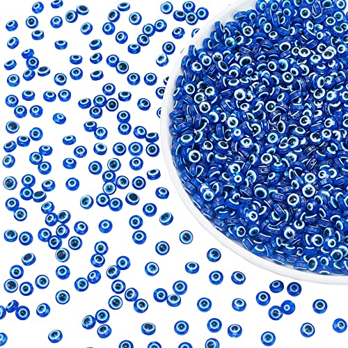 nbeads 500 Stück Evil Eye Perlen, 7.5mm Handgemachte Harzperlen Flache Runde Blaue Augen Charms Spacer Lose Perlen Für DIY Halskette Armbänder Schmuckherstellung von nbeads