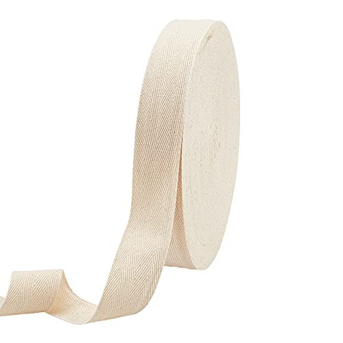 nbeads 50m/Roll Baumwolle gurtband, Fischgrät Baumwolle Webbings, 35mm Breite Baumwolle Twill Tape Bänder Baumwolle Fischgrätenschnüre Für Das Stricken Nähen DIY Handwerk, Antik Weiß von nbeads