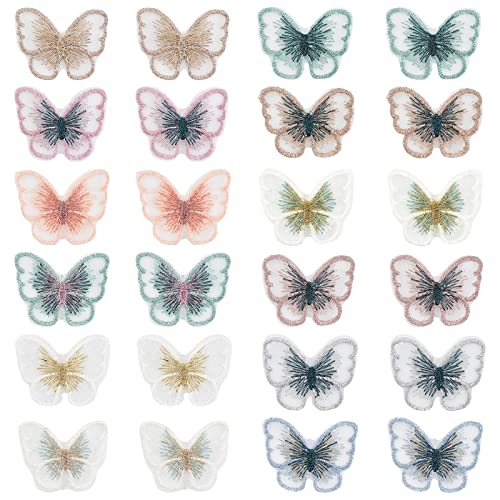 NBEADS 72 Stück Spitzenpatches, 12 Farben Schmetterling Stickpatches Organza Lace Appliques Nähen Sie Patches Zum Reparieren Und Dekorieren von Kleidung von nbeads