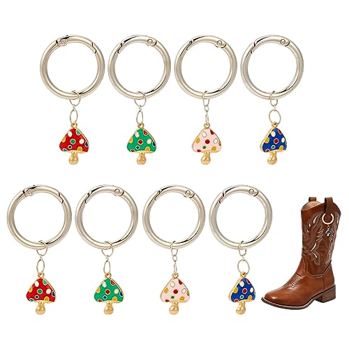 nbeads 8 STK. 4 Farben Emaille Pilz Charms, Flache Pilz Schuh Charms mit Frühling Tor Ringe für DIY Handwerk Schuhe Boot Kleidung Dekoration von nbeads