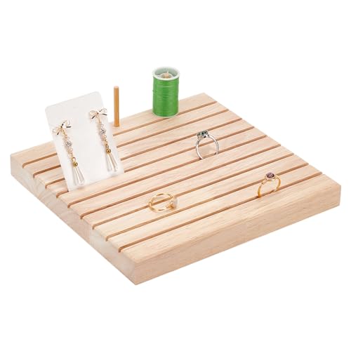 nbeads 9-Schlitz Quilting Lineal Rack, Weizen Holz Lineal Rack Quilting Gitter Lineal Rack Organizer Vorlage Organizer für Lineal Organizer Home Office Schreibtisch Ständer von nbeads