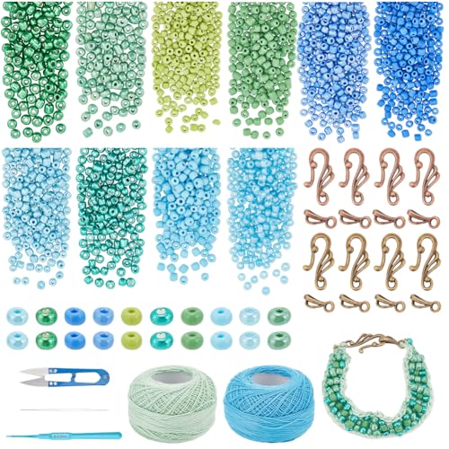 nbeads DIY Geflochtene Perle Armband Machen Kit, Inklusive Glasperlen Schere Tibetischen Stil Haken und Öse Clasps Baumwollgarn für Armband Schmuck Machen und DIY-Handwerk von nbeads