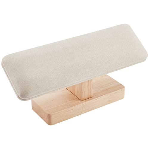 nbeads Holz Armbandständer Display, T-Bar Uhrenständer Armbandhalter Wildlederimitat Schmuck Organizer Abnehmbare Armreif-Anhänger Tower Rack für den Einzelhandel, Hellgrau, 19.5x5x8.9 cm von nbeads