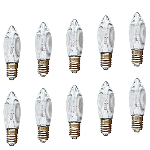 AUSWAHL 8V - 55V - netSells - 10er Set - 12V 2W Topkerze Riffelkerze Spitzschaftkerze - für Schwibbogen u. Lichterketten - für INNEN - für 20 Brennstellen - klar von netSells www.netsells.de