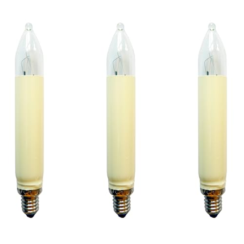 AUSWAHL 8V - 55V - netSells - 3er Set - Schaftkerze - Ersatzlampe für Schwibbogen u. Lichterketten - hier: 14V 3W für 16-17 Brennstellen - f. innen + außen - elfenbein von netSells www.netsells.de