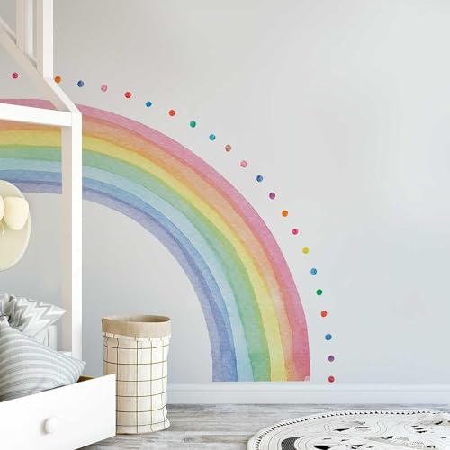 Neukids FABRIC Halber Regenbogen Wandtattoo Selbstklebend Regenbogen Tupfen Wandsticker Schlafzimmer Wohnzimmer Kinderzimmer Babyzimmer Wandaufkleber Korridore Wanddeko 160x144cm von neukids