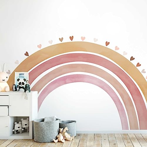 Neukids FABRIC Riesiger Regenbogen Herz Wandtattoo Kinderzimmer Mädchen Wandsticker Schlafzimmer Wohnzimmer Babyzimmer Spielzimmer Korridore Wanddeko 222x118cm von neukids