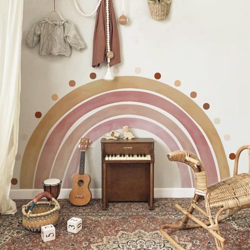 Neukids FABRIC wandtattoo mädchenzimmer Boho regenbogen, Groß Regenbogen Punkt Wandsticker Kinderzimmer, Schlafzimmer Wohnzimmer Babyzimmer Spielzimmer Korridore Wanddeko von neukids