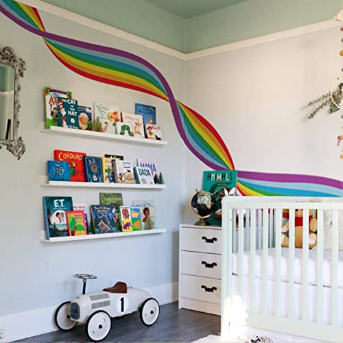 Neukids Große Regenbogen Wandtattoo 320x40cm, Welliger Regenbogen Tapeten Bordüre, Wandsticker Kinderzimmer Babyzimmer Schlafzimmer Wohnzimmer Korridore Klassenzimmer Wanddeko von neukids