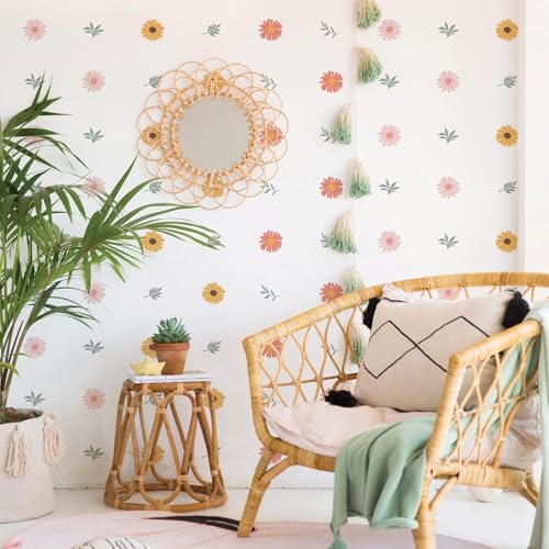 Neukids Wandaufkleber für Kinder, Boho, bunte Blumen und Blätter, für Kinderzimmer, Schlafzimmer, Wohnzimmer, Kindergarten, Fenster, Wanddekoration von neukids