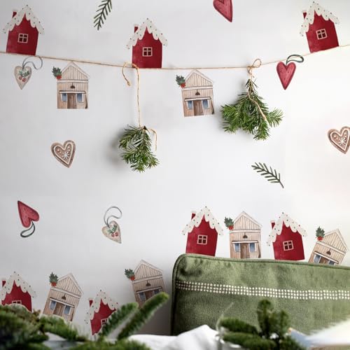 Neukids weihnachtssticker selbstklebend, Rotes Haus sticker Liebe weihnachten kinder, Weihnachtsaufkleber für Wände Fenster Kinderzimmer Weihnachtsdeko von neukids