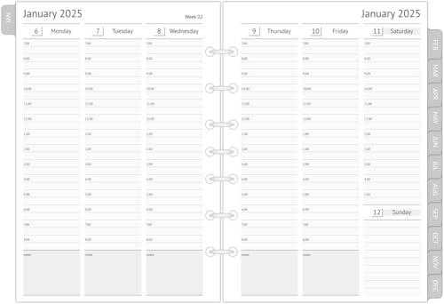 2025 Planer Nachfüllpackungen für 14 x 21,6 cm Mini-Binder, wöchentliche und monatliche Terminbucheinlagen, Reiter, 7 Löcher, klassisch/Größe 4 von newestor